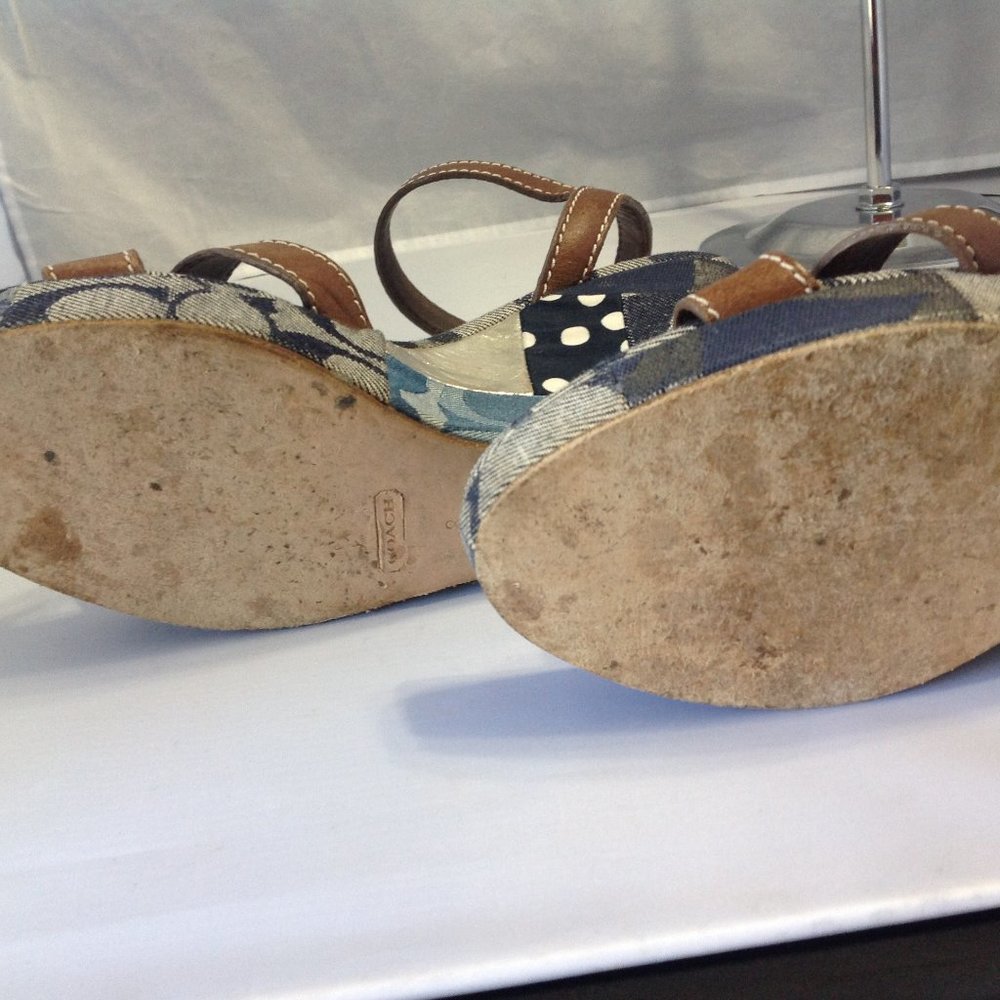 Beautiful Coach Patchwork Denim/Leather Wedges - Picture 5 of 5